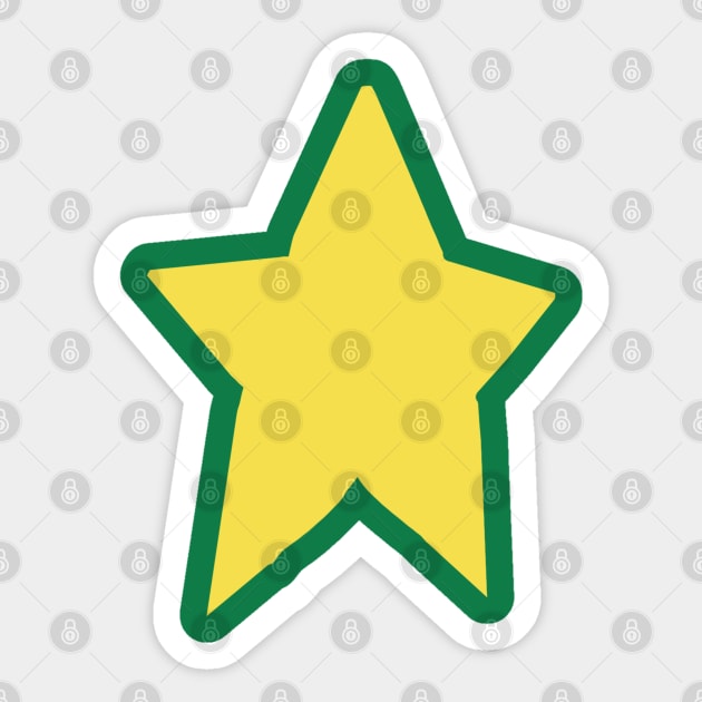 Yellow Star On Green Sticker by ellenhenryart